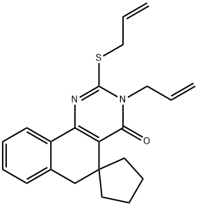 3-allyl-2-(allylsulfanyl)-5,6-dihydrospiro(benzo[h]quinazoline-5,1'-cyclopentane)-4(3H)-one Struktur