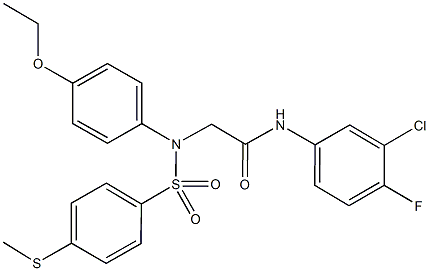 N-(3-chloro-4-fluorophenyl)-2-(4-ethoxy{[4-(methylsulfanyl)phenyl]sulfonyl}anilino)acetamide Struktur