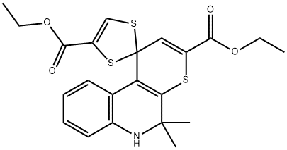 diethyl 5,5-dimethyl-5,6-dihydro-spiro(1H-thiopyrano[2,3-c]quinoline-1,2'-[1,3]-dithiole)-3,4'-dicarboxylate Struktur