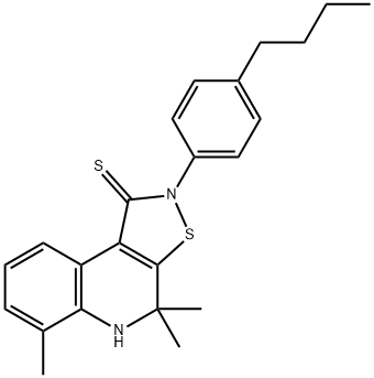 2-(4-butylphenyl)-4,4,6-trimethyl-4,5-dihydroisothiazolo[5,4-c]quinoline-1(2H)-thione Struktur