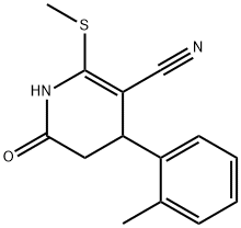 4-(2-methylphenyl)-2-(methylsulfanyl)-6-oxo-1,4,5,6-tetrahydro-3-pyridinecarbonitrile Struktur