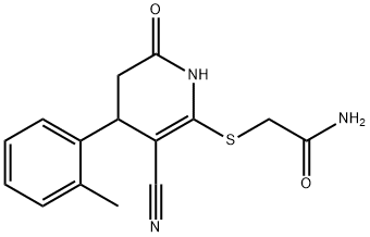 2-{[3-cyano-4-(2-methylphenyl)-6-oxo-1,4,5,6-tetrahydro-2-pyridinyl]sulfanyl}acetamide Struktur