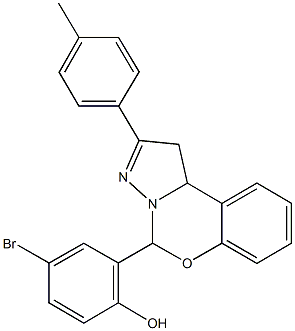 4-bromo-2-[2-(4-methylphenyl)-1,10b-dihydropyrazolo[1,5-c][1,3]benzoxazin-5-yl]phenol Struktur