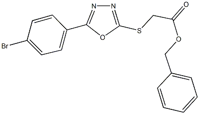 phenylmethyl {[5-(4-bromophenyl)-1,3,4-oxadiazol-2-yl]sulfanyl}acetate Struktur