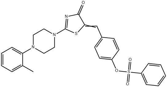 4-[(2-[4-(2-methylphenyl)-1-piperazinyl]-4-oxo-1,3-thiazol-5(4H)-ylidene)methyl]phenyl benzenesulfonate Struktur