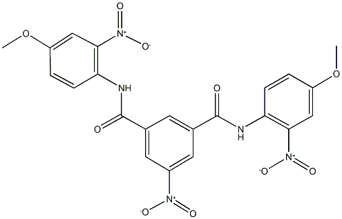 5-nitro-N~1~,N~3~-bis{2-nitro-4-methoxyphenyl}isophthalamide Struktur