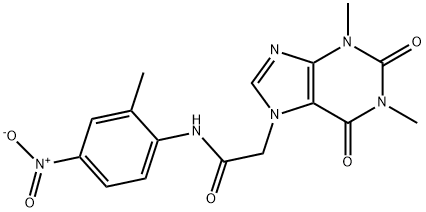 2-(1,3-dimethyl-2,6-dioxo-1,2,3,6-tetrahydro-7H-purin-7-yl)-N-{4-nitro-2-methylphenyl}acetamide Struktur