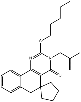 3-(2-methyl-2-propenyl)-2-(pentylsulfanyl)-5,6-dihydrospir(benzo[h]quinazoline-5,1'-cyclopentane)-4(3H)-one Struktur