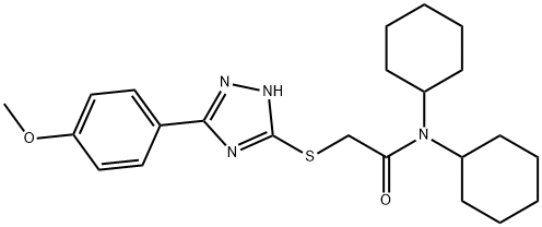 N,N-dicyclohexyl-2-{[3-(4-methoxyphenyl)-1H-1,2,4-triazol-5-yl]sulfanyl}acetamide Struktur