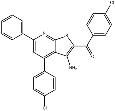 [3-amino-4-(4-chlorophenyl)-6-phenylthieno[2,3-b]pyridin-2-yl](4-chlorophenyl)methanone Struktur