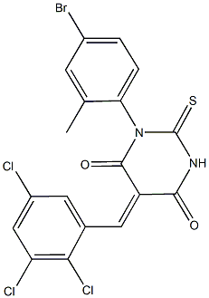 1-(4-bromo-2-methylphenyl)-2-thioxo-5-(2,3,5-trichlorobenzylidene)dihydro-4,6(1H,5H)-pyrimidinedione Struktur