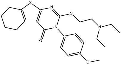 2-{[2-(diethylamino)ethyl]sulfanyl}-3-(4-methoxyphenyl)-5,6,7,8-tetrahydro[1]benzothieno[2,3-d]pyrimidin-4(3H)-one Struktur