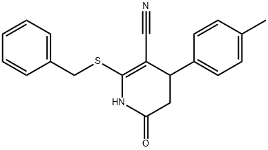 2-(benzylsulfanyl)-4-(4-methylphenyl)-6-oxo-1,4,5,6-tetrahydro-3-pyridinecarbonitrile Struktur