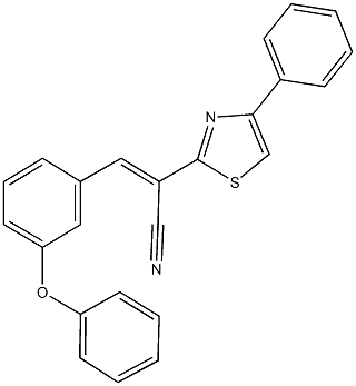 3-(3-phenoxyphenyl)-2-(4-phenyl-1,3-thiazol-2-yl)acrylonitrile Struktur