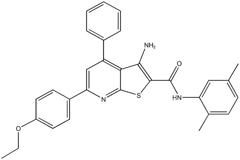 3-amino-N-(2,5-dimethylphenyl)-6-(4-ethoxyphenyl)-4-phenylthieno[2,3-b]pyridine-2-carboxamide Struktur