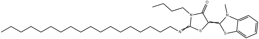 3-butyl-5-(3-methyl-1,3-benzothiazol-2(3H)-ylidene)-2-(octadecylimino)-1,3-thiazolidin-4-one Struktur