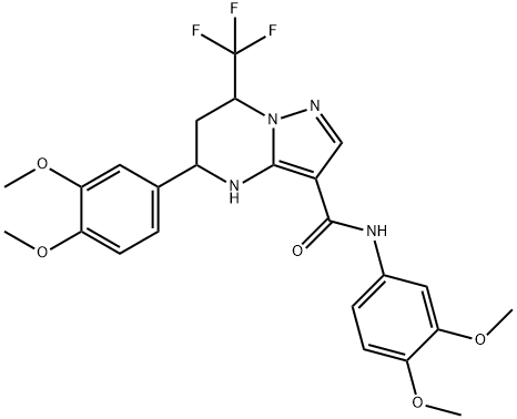 N,5-bis(3,4-dimethoxyphenyl)-7-(trifluoromethyl)-4,5,6,7-tetrahydropyrazolo[1,5-a]pyrimidine-3-carboxamide Struktur