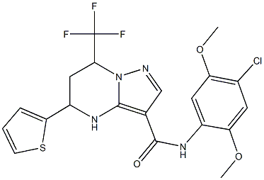 N-(4-chloro-2,5-dimethoxyphenyl)-5-(2-thienyl)-7-(trifluoromethyl)-4,5,6,7-tetrahydropyrazolo[1,5-a]pyrimidine-3-carboxamide Struktur