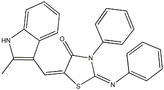 5-[(2-methyl-1H-indol-3-yl)methylene]-3-phenyl-2-(phenylimino)-1,3-thiazolidin-4-one Struktur