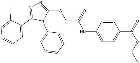 ethyl 4-[({[5-(2-methylphenyl)-4-phenyl-4H-1,2,4-triazol-3-yl]sulfanyl}acetyl)amino]benzoate Struktur