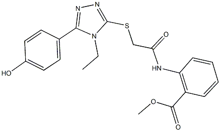 methyl 2-[({[4-ethyl-5-(4-hydroxyphenyl)-4H-1,2,4-triazol-3-yl]sulfanyl}acetyl)amino]benzoate Struktur