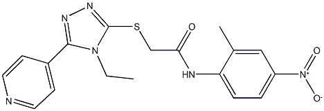 2-[(4-ethyl-5-pyridin-4-yl-4H-1,2,4-triazol-3-yl)sulfanyl]-N-{4-nitro-2-methylphenyl}acetamide Struktur