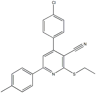 4-(4-chlorophenyl)-2-(ethylsulfanyl)-6-(4-methylphenyl)nicotinonitrile Struktur