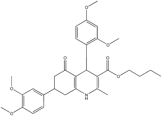 butyl 4-(2,4-dimethoxyphenyl)-7-(3,4-dimethoxyphenyl)-2-methyl-5-oxo-1,4,5,6,7,8-hexahydro-3-quinolinecarboxylate Struktur