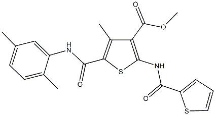 methyl 5-{[(2,5-dimethylphenyl)amino]carbonyl}-4-methyl-2-[(thien-2-ylcarbonyl)amino]thiophene-3-carboxylate Struktur