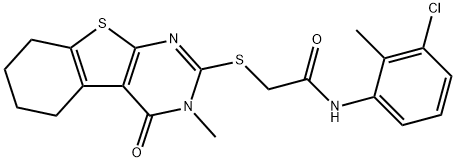 N-(3-chloro-2-methylphenyl)-2-[(3-methyl-4-oxo-3,4,5,6,7,8-hexahydro[1]benzothieno[2,3-d]pyrimidin-2-yl)sulfanyl]acetamide Struktur