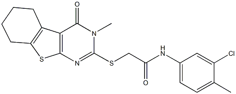 N-(3-chloro-4-methylphenyl)-2-[(3-methyl-4-oxo-3,4,5,6,7,8-hexahydro[1]benzothieno[2,3-d]pyrimidin-2-yl)sulfanyl]acetamide Struktur