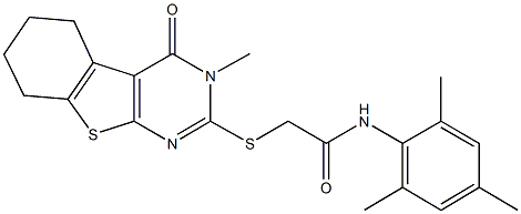 N-mesityl-2-[(3-methyl-4-oxo-3,4,5,6,7,8-hexahydro[1]benzothieno[2,3-d]pyrimidin-2-yl)sulfanyl]acetamide Struktur