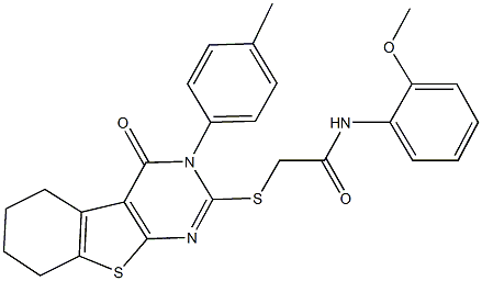 N-(2-methoxyphenyl)-2-{[3-(4-methylphenyl)-4-oxo-3,4,5,6,7,8-hexahydro[1]benzothieno[2,3-d]pyrimidin-2-yl]sulfanyl}acetamide Struktur