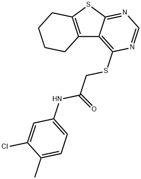 N-(3-chloro-4-methylphenyl)-2-(5,6,7,8-tetrahydro[1]benzothieno[2,3-d]pyrimidin-4-ylsulfanyl)acetamide Struktur