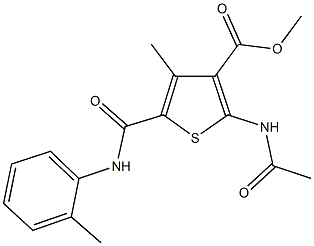 methyl 2-(acetylamino)-4-methyl-5-{[(2-methylphenyl)amino]carbonyl}thiophene-3-carboxylate Struktur