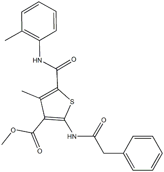 methyl 4-methyl-2-[(phenylacetyl)amino]-5-(2-toluidinocarbonyl)thiophene-3-carboxylate Struktur