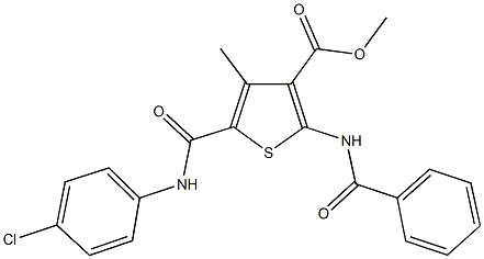 methyl 5-{[(4-chlorophenyl)amino]carbonyl}-4-methyl-2-[(phenylcarbonyl)amino]thiophene-3-carboxylate Struktur