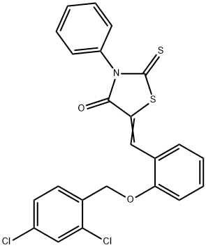 5-{2-[(2,4-dichlorobenzyl)oxy]benzylidene}-3-phenyl-2-thioxo-1,3-thiazolidin-4-one Struktur