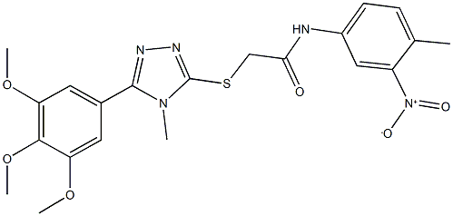 N-{3-nitro-4-methylphenyl}-2-({4-methyl-5-[3,4,5-tris(methyloxy)phenyl]-4H-1,2,4-triazol-3-yl}sulfanyl)acetamide Struktur