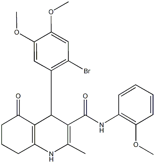 4-(2-bromo-4,5-dimethoxyphenyl)-N-(2-methoxyphenyl)-2-methyl-5-oxo-1,4,5,6,7,8-hexahydro-3-quinolinecarboxamide Struktur