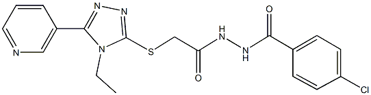 N'-[(4-chlorophenyl)carbonyl]-2-[(4-ethyl-5-pyridin-3-yl-4H-1,2,4-triazol-3-yl)sulfanyl]acetohydrazide Struktur