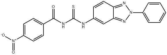 N-{4-nitrobenzoyl}-N'-(2-phenyl-2H-1,2,3-benzotriazol-5-yl)thiourea Struktur