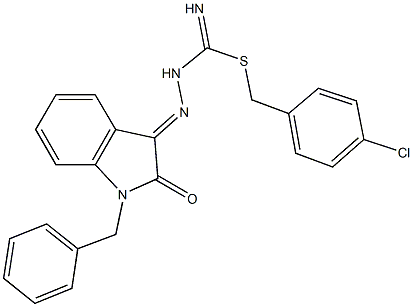 4-chlorobenzyl 2-(1-benzyl-2-oxo-1,2-dihydro-3H-indol-3-ylidene)hydrazinecarbimidothioate Struktur