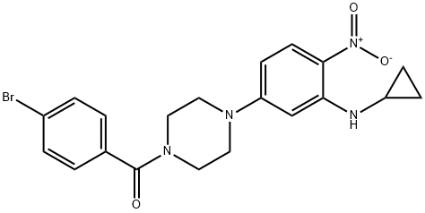 1-(4-bromobenzoyl)-4-{3-(cyclopropylamino)-4-nitrophenyl}piperazine Struktur