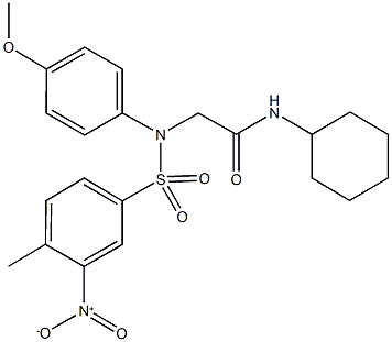 N-cyclohexyl-2-[({3-nitro-4-methylphenyl}sulfonyl)-4-methoxyanilino]acetamide Struktur