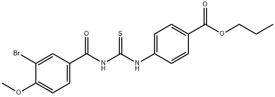 propyl 4-({[(3-bromo-4-methoxybenzoyl)amino]carbothioyl}amino)benzoate Struktur