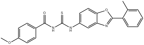 N-(4-methoxybenzoyl)-N'-[2-(2-methylphenyl)-1,3-benzoxazol-5-yl]thiourea Struktur