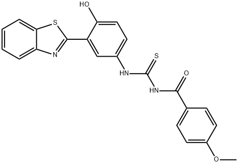 N-[3-(1,3-benzothiazol-2-yl)-4-hydroxyphenyl]-N'-(4-methoxybenzoyl)thiourea Struktur