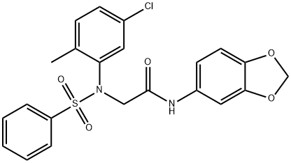 N-(1,3-benzodioxol-5-yl)-2-[5-chloro-2-methyl(phenylsulfonyl)anilino]acetamide Struktur