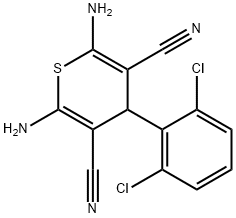 2,6-diamino-4-(2,6-dichlorophenyl)-4H-thiopyran-3,5-dicarbonitrile Struktur